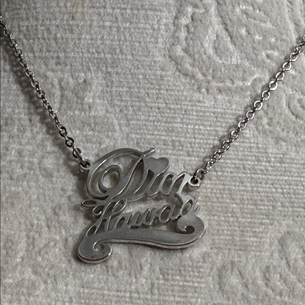 Dior RARE HAWAII HEART ADJUSTABLE reversible Silver Script Necklace - Picture 9 of 12